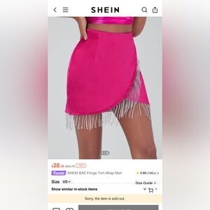 Hot Pink Skirt with Fringe Detail